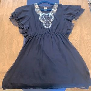 Trixxi navy flutter sleeve dress